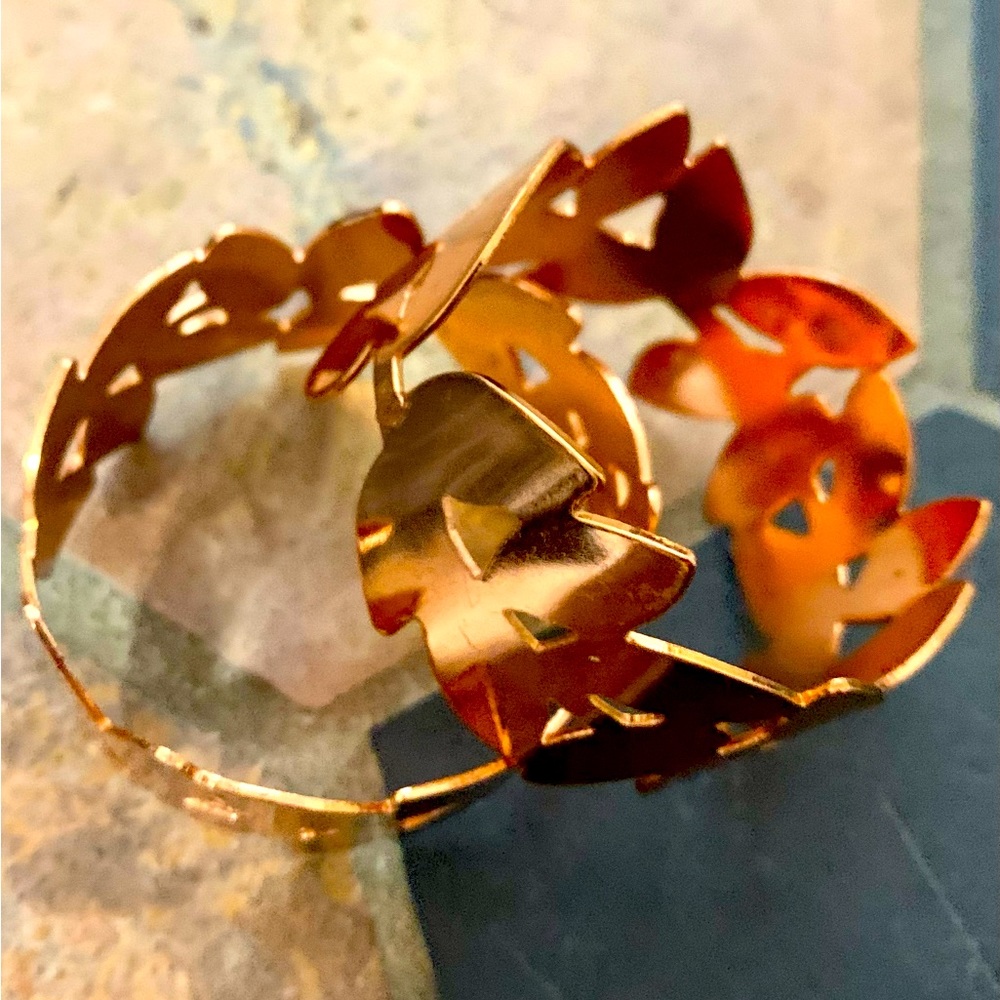 Two Brass Leaf Napkin Holders